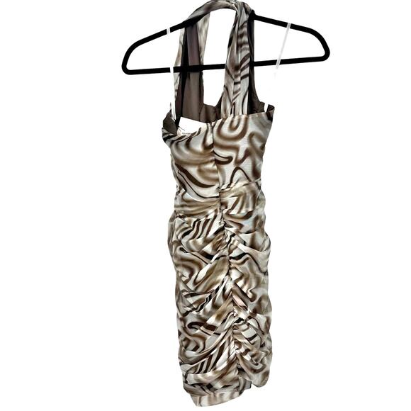 Superdown Kasey Mesh Mini Dress Sleeveless Abstract Print Gray Brown Size XS NWT - Picture 4 of 10